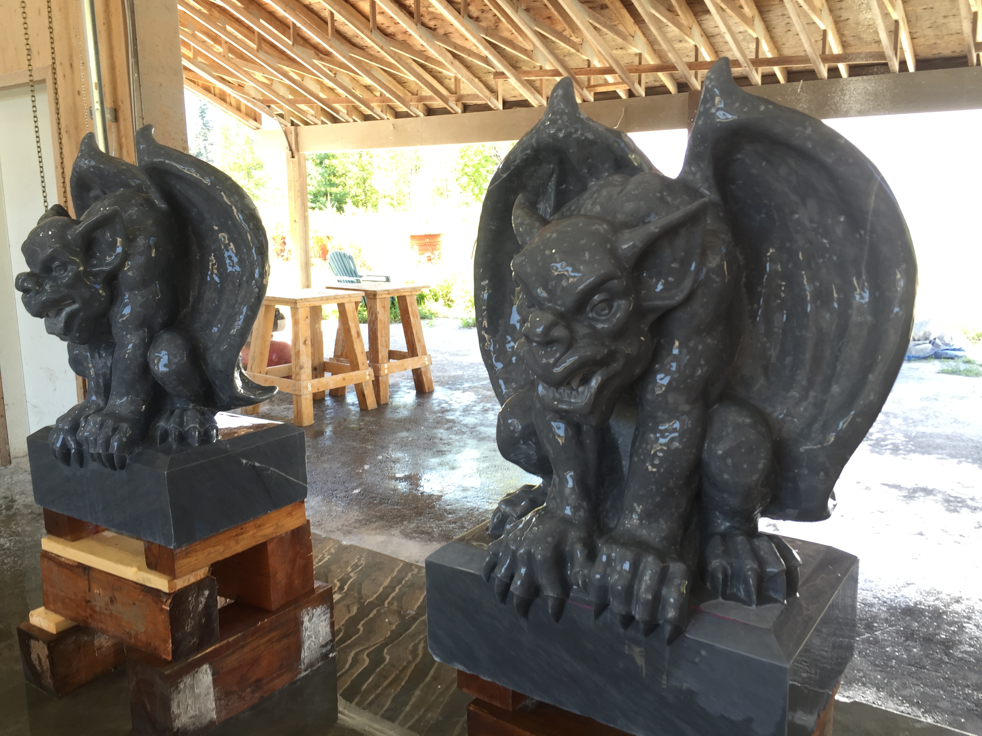 Carving Complete on the Gargoyle Pair