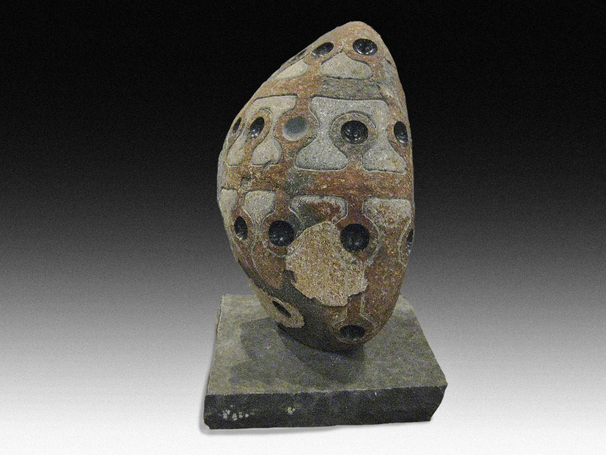 “Primal 2”, igneous river rock, 20” tall, 2014 This piece lives in Manhattan now. The client didn’t even ask for the price. She liked it and just took it whatever the price. I need more clients like her…