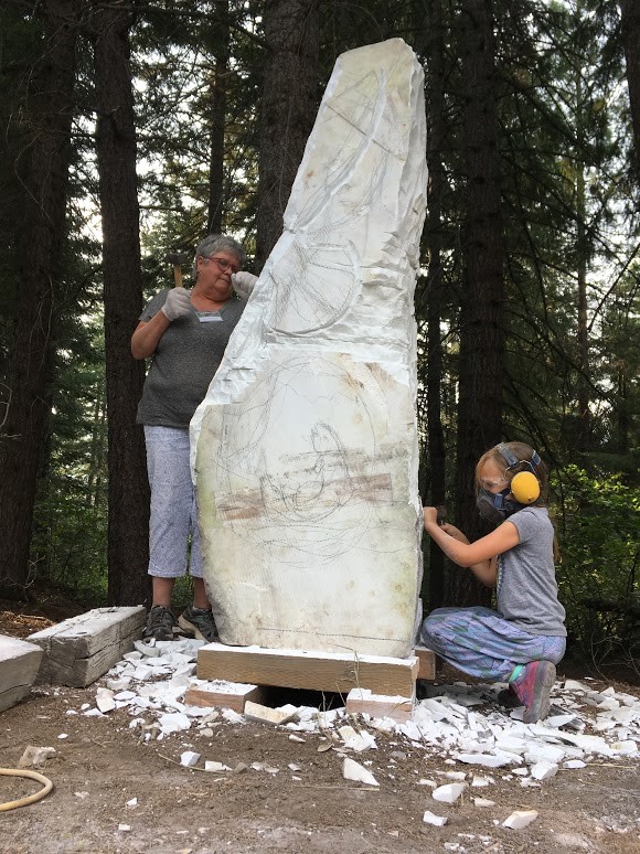 MJ and Samia work on our Monumental Group Project