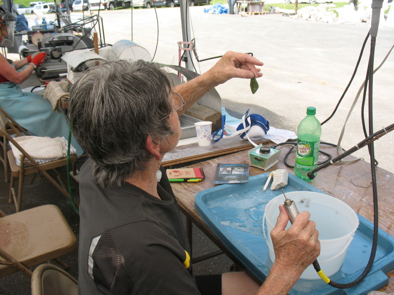 Elaine Mackay in the Jade Carving Tent