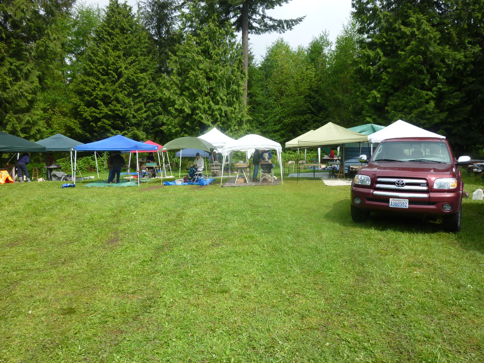 Some of our tents set up on Karla Matzke’s sculpture park grounds. 