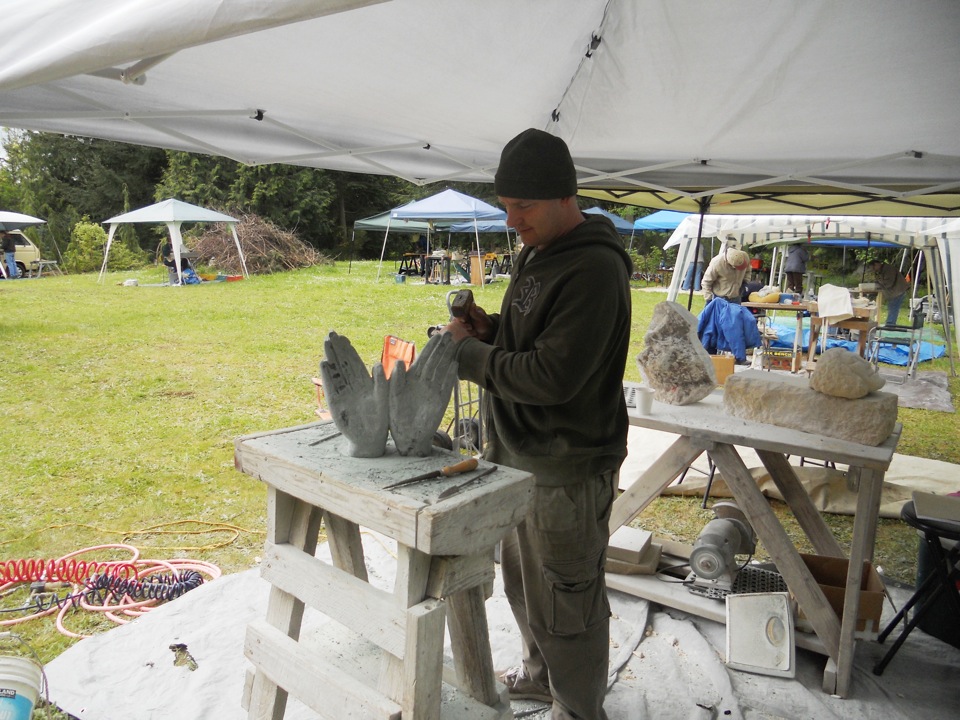 As well as bringing the stone, Randy Zieber often turns his own carving skills toward making fine sculpture. 