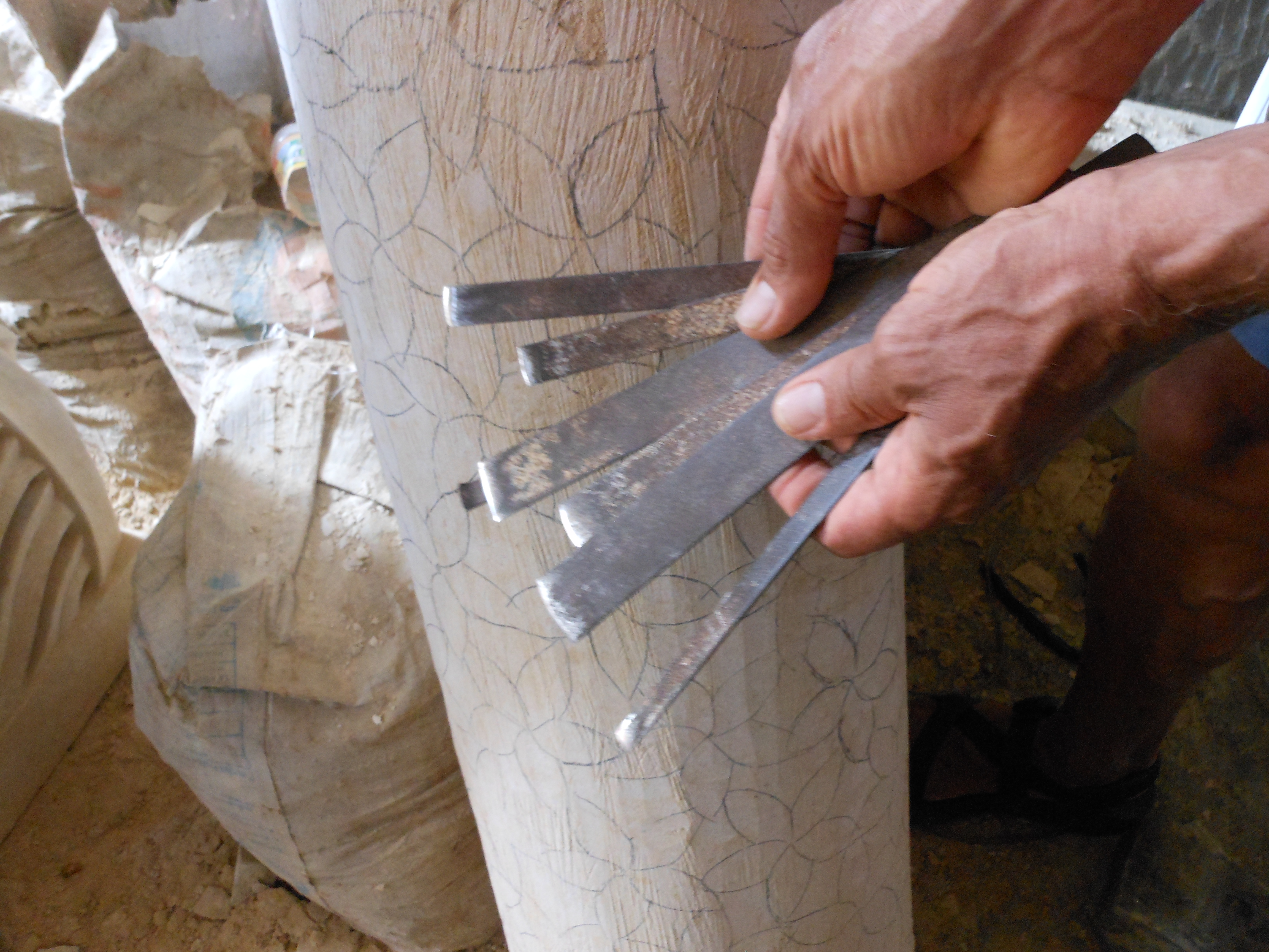 Some of the simple stone carving chisels used in Bali