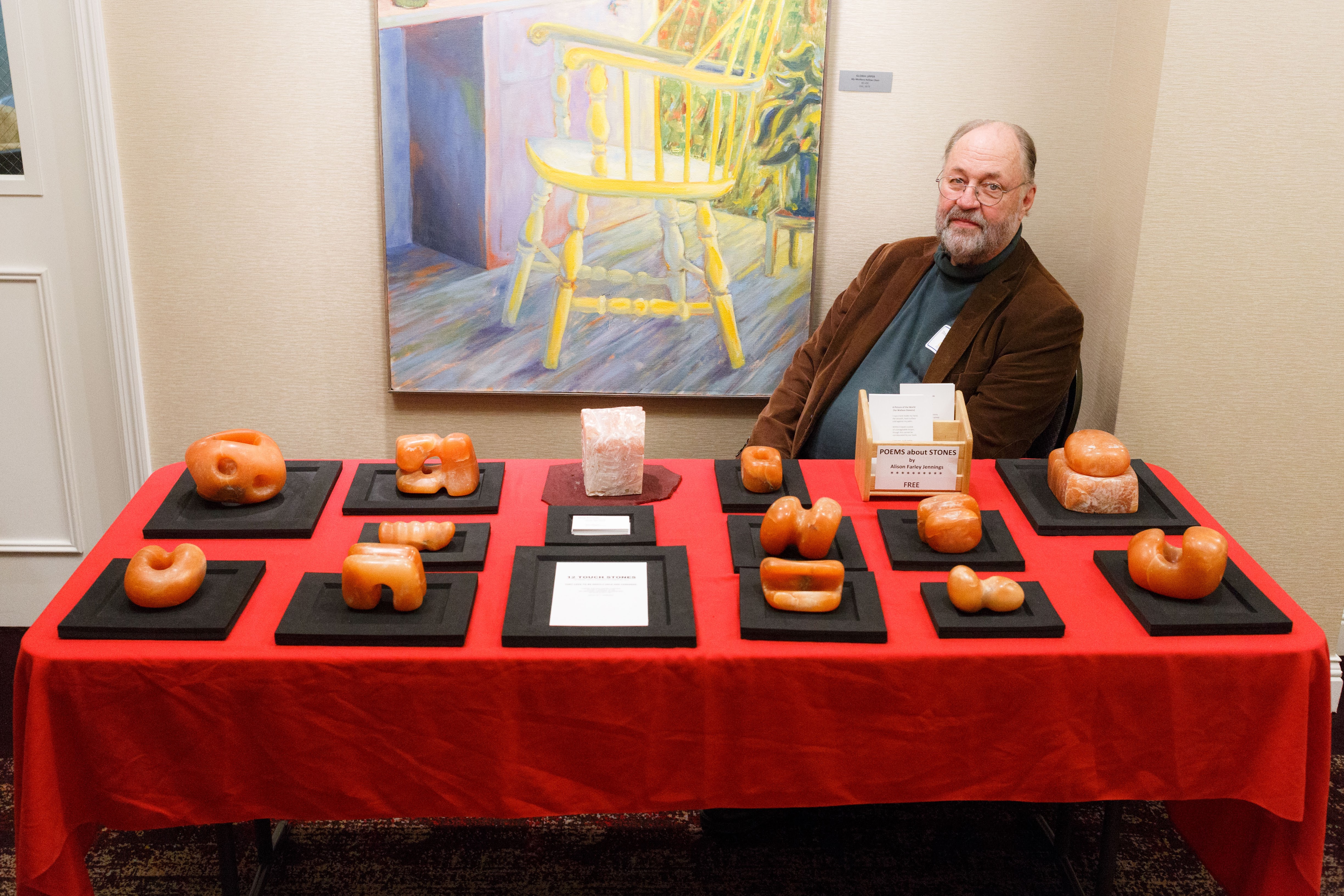 Doug Jennings with his alabaster carvings