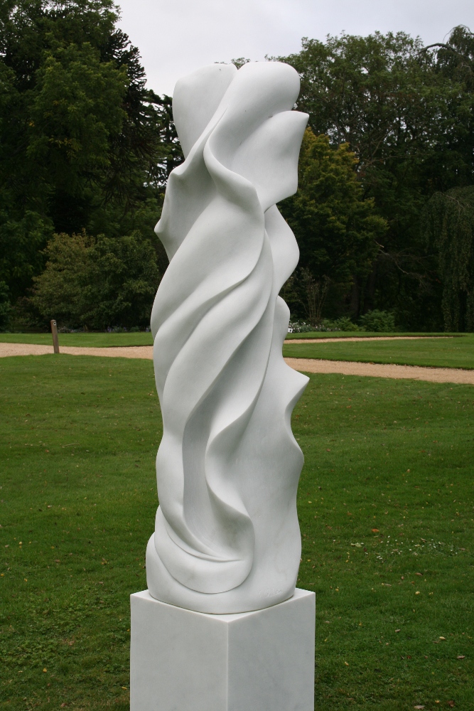 'Souls in Love', 4' x 16" x 16" Cararra Marble, Frederic Chevarin