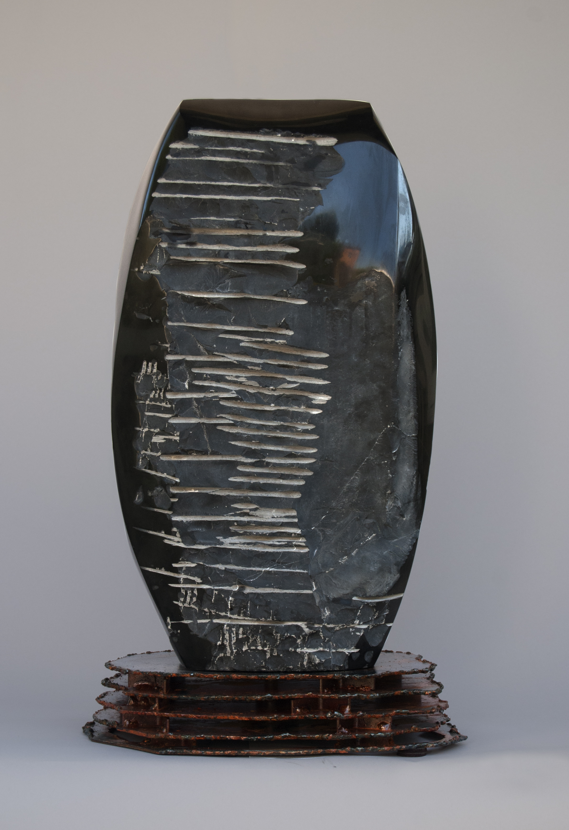 Ken Barnes, “Pod”, 25” X 13” X 9”, 2013, Belgian black marble