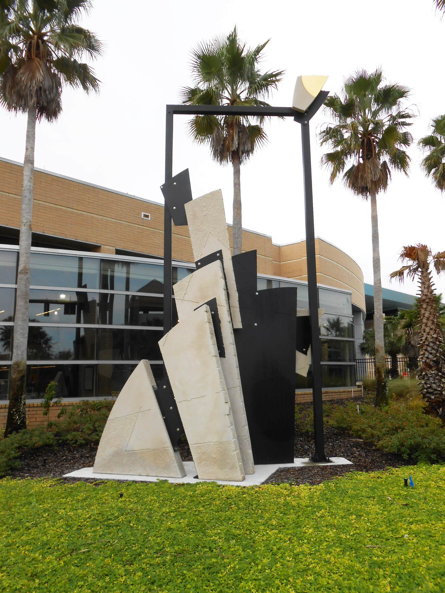 Hermes Gate, Dale Enochs 26.5’ X 17.5’ X 7.5’, limestone, powder coated steel, gold leaf