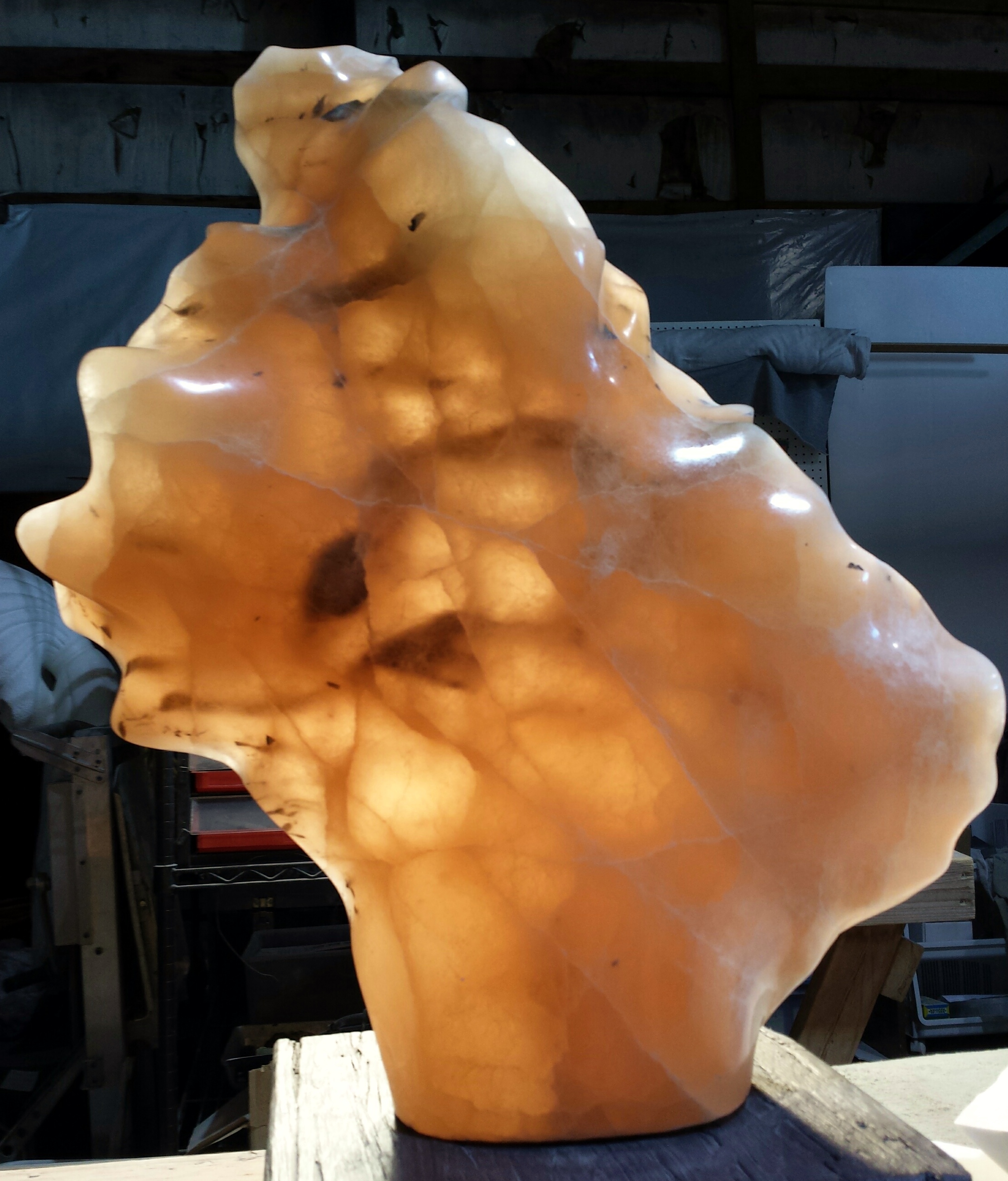 “Fire in the Sky”, 38 inches high, California alabaster, Lane Tompkins
