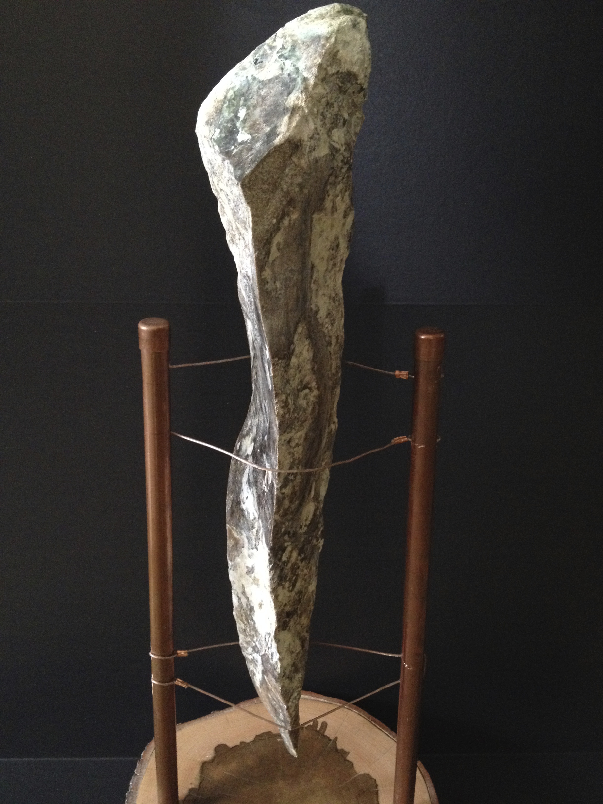 Patty McPhee “Woven Shard”, 35” X 13” X 12”, marble, copper and wood 