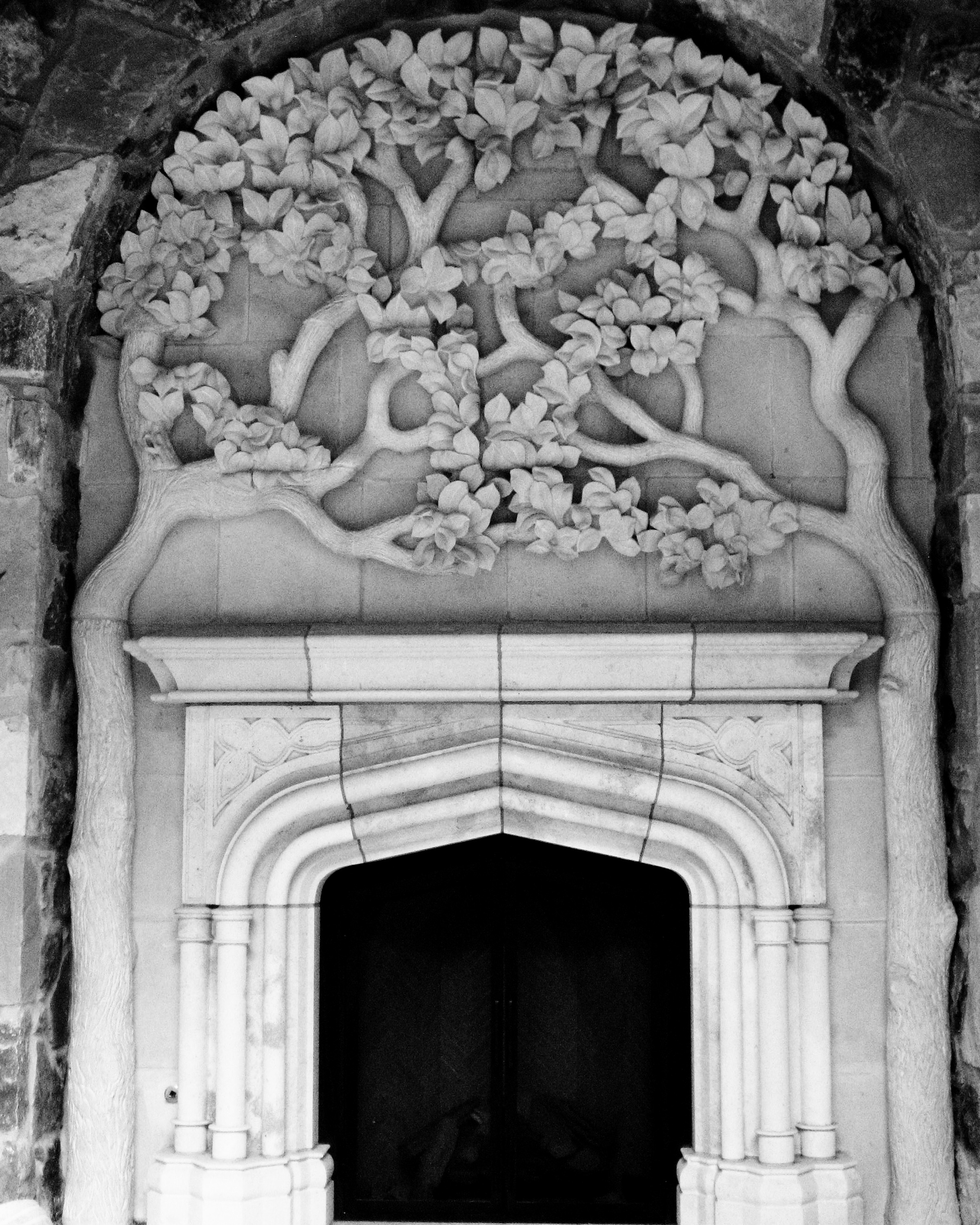 Foliated tree canopy over existing fireplace, 2006, Austin TX - Photo: Holly Kincannon