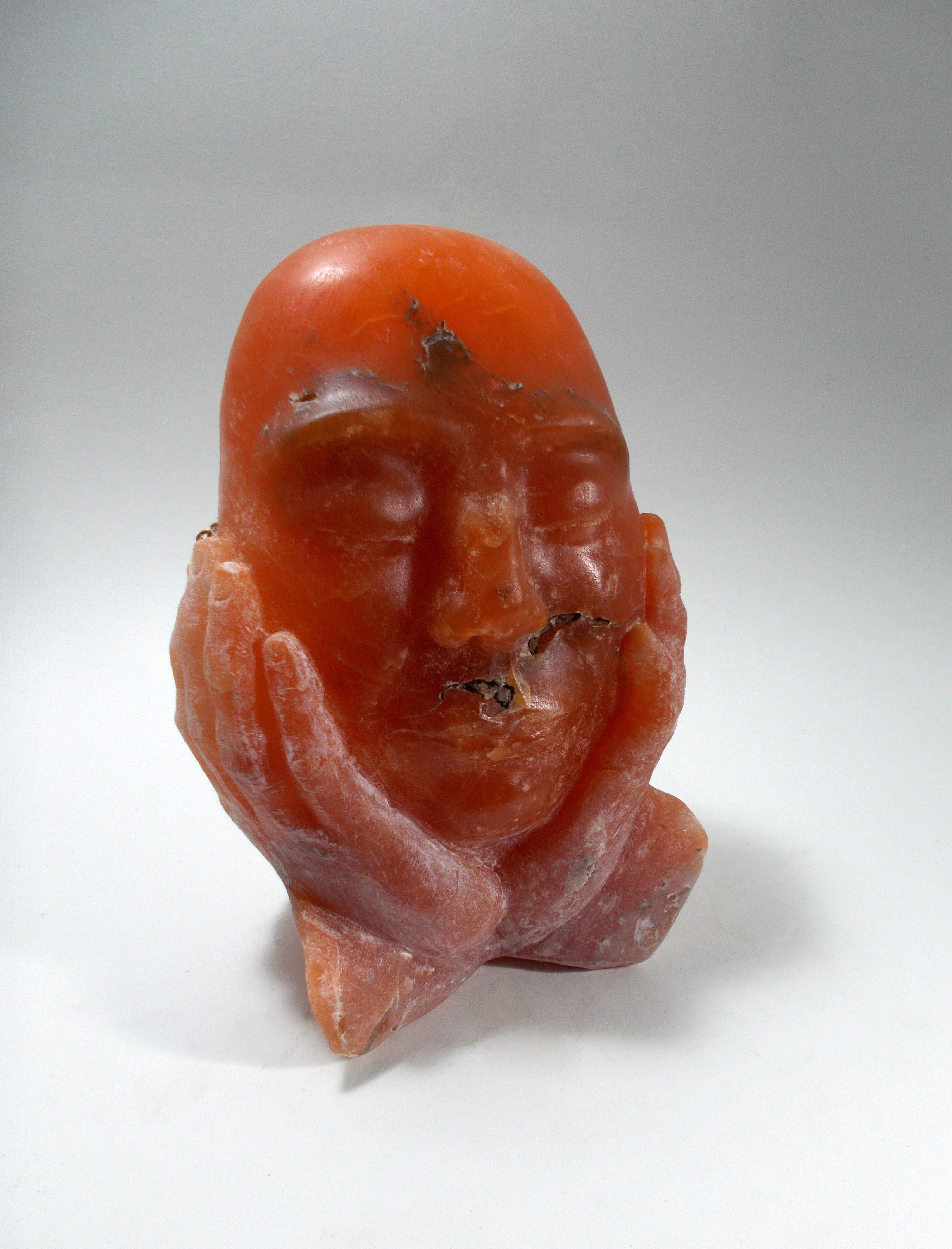 Mask, by Carole Duree Orange Alabaster 7" x 9" x 4.5"  