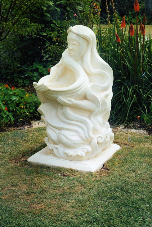 "Goddess of Flora', Shaugn Briggs, 40" high, Oamaru Stone