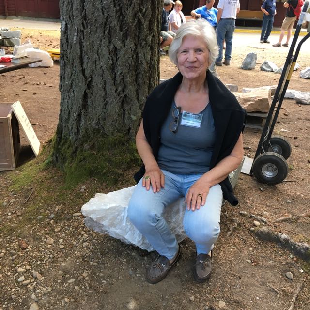 Constance Jones works on alabaster, photo by Cate Gable